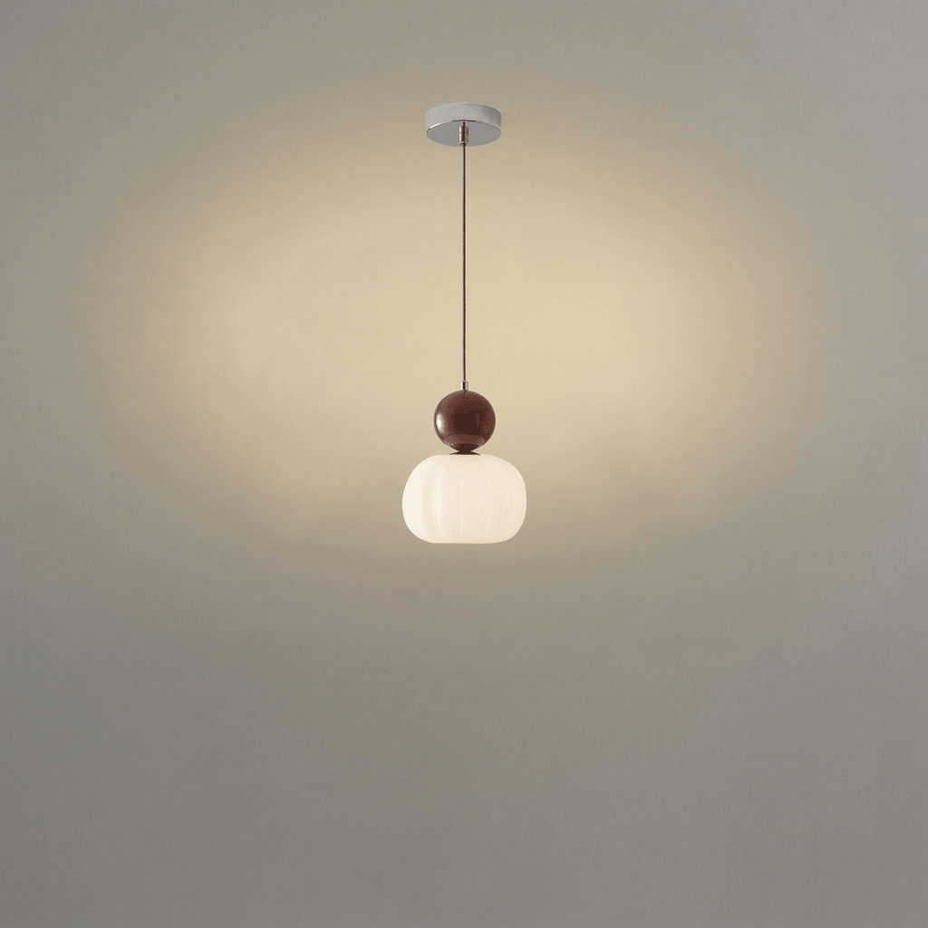 Cream Pumpkin-Shaped Pendant Light, Nordic Design, 12-Inch | Temsk