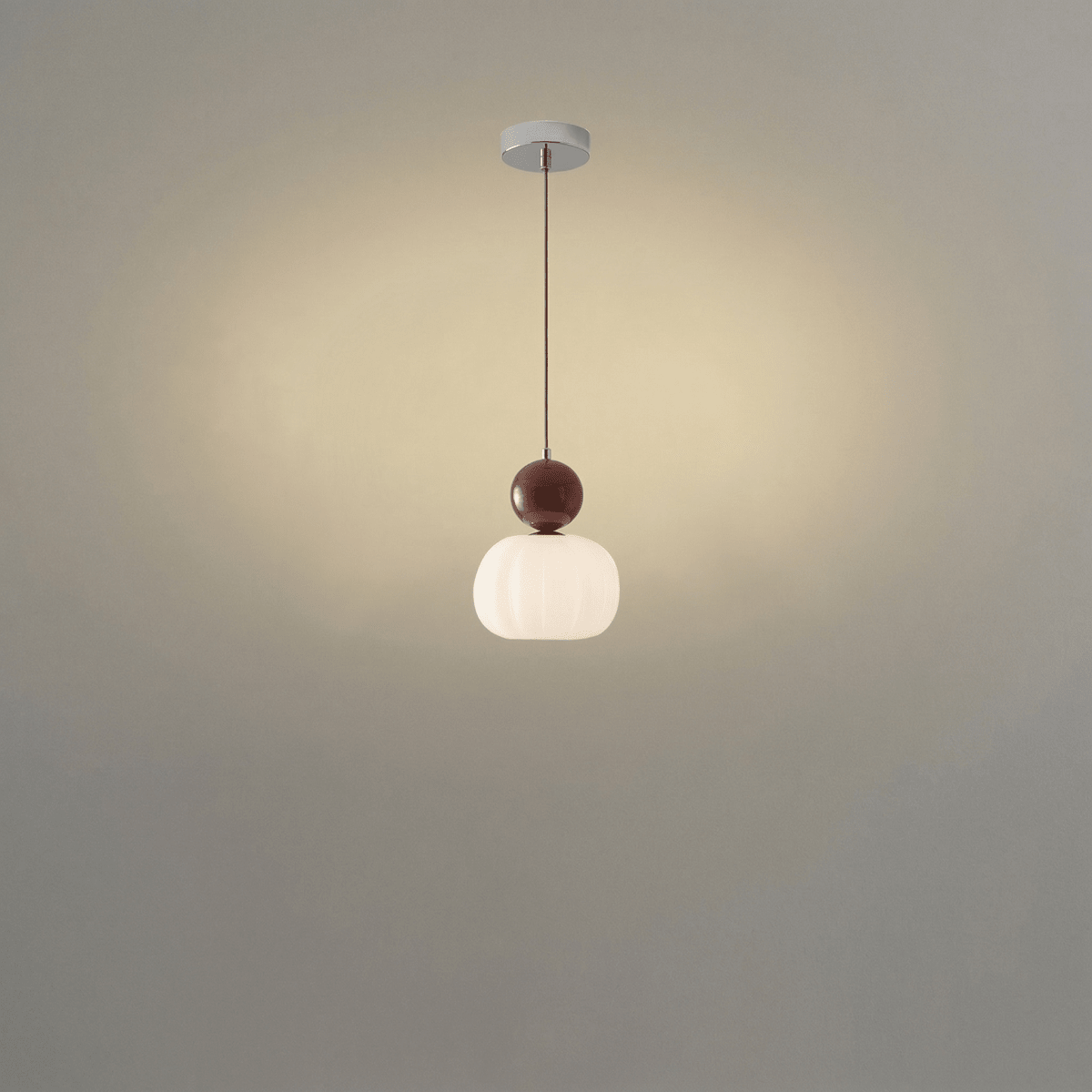 Cream Pumpkin-Shaped Pendant Light, Nordic Design, 12-Inch | Temsk