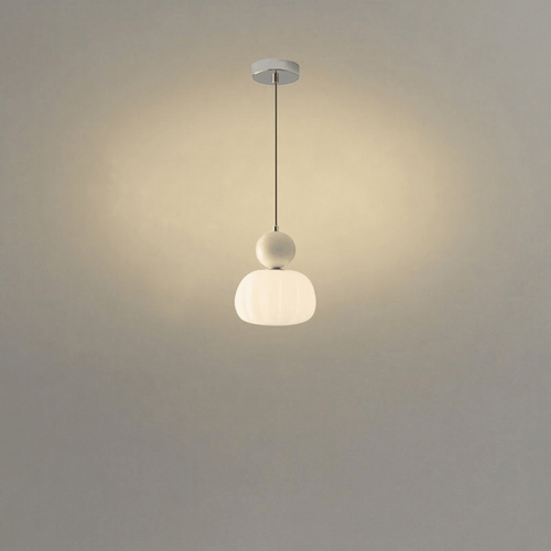 Cream Pumpkin-Shaped Pendant Light In Nordic Design, 12-Inch By Temsk