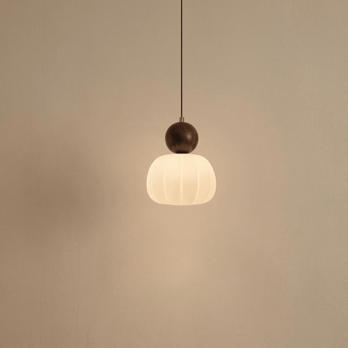 Cream Pumpkin-Shaped Pendant Light, Nordic Design, 12-Inch | Temsk
