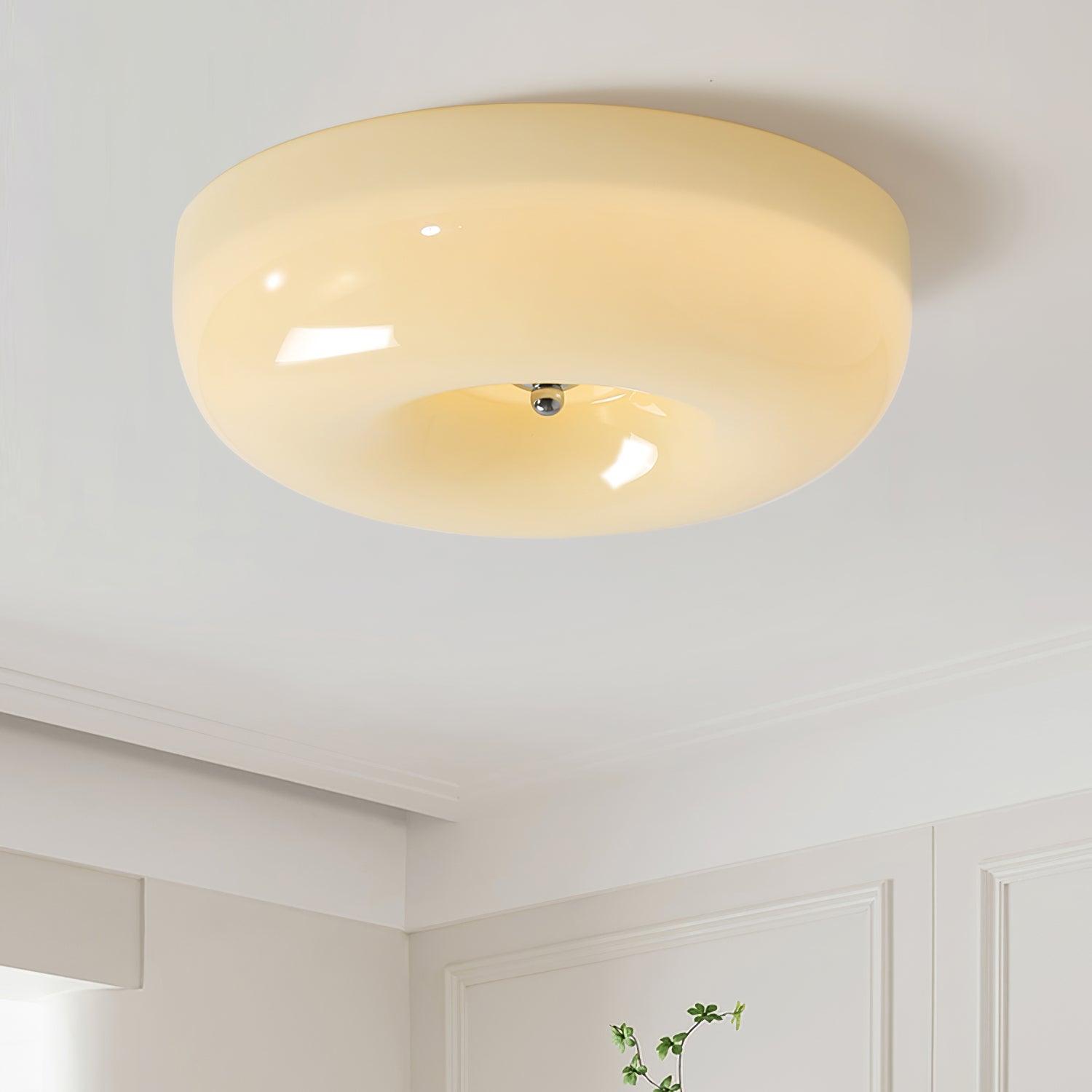Swirl Glass Ceiling Lamp With Metal Frame Dimmable LED White Coffee Beige 32 40 46 Cm | Temsk