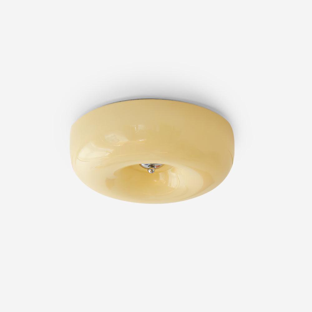 Cream Pudding Milk Glass Ceiling Light With Silver Accent, Dimmable Warm White | Temsk