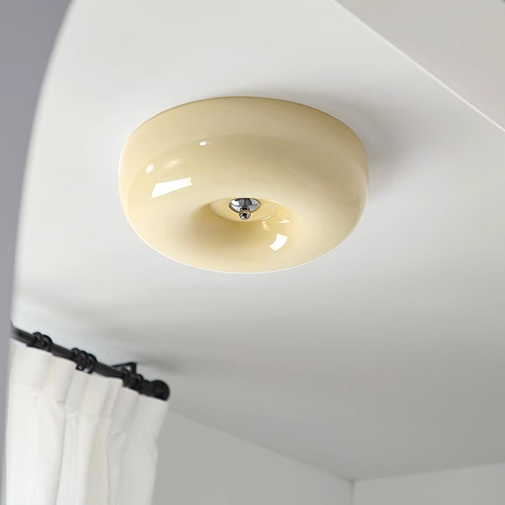 Swirl Glass Ceiling Lamp With Metal Frame Dimmable LED White Coffee Beige 32 40 46 Cm | Temsk