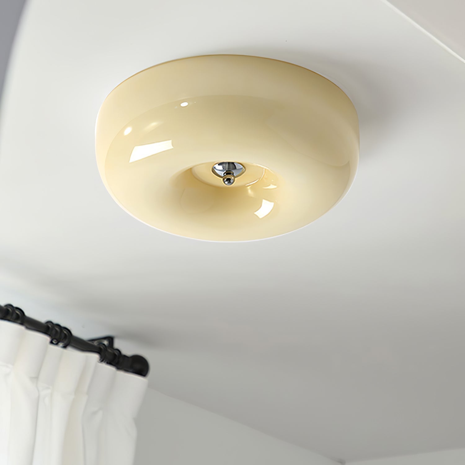 Swirl Glass Ceiling Lamp With Metal Frame Dimmable LED White Coffee Beige 32 40 46 Cm | Temsk