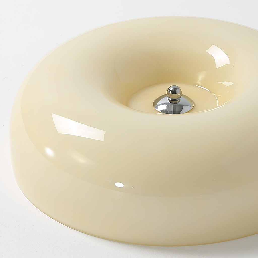 Cream Pudding Milk Glass Ceiling Light With Silver Accent, Dimmable Warm White | Temsk