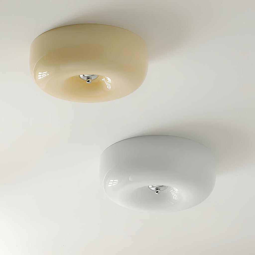 Round Glass LED Ceiling Light In White Metal Finish For Living Room Bedroom And Hallway | Temsk