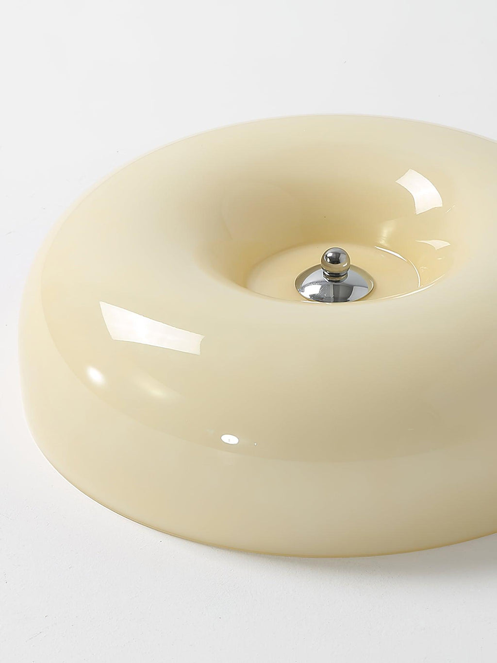 Cream Pudding Milk Glass Ceiling Light With Silver Accent, Dimmable Warm White | Temsk