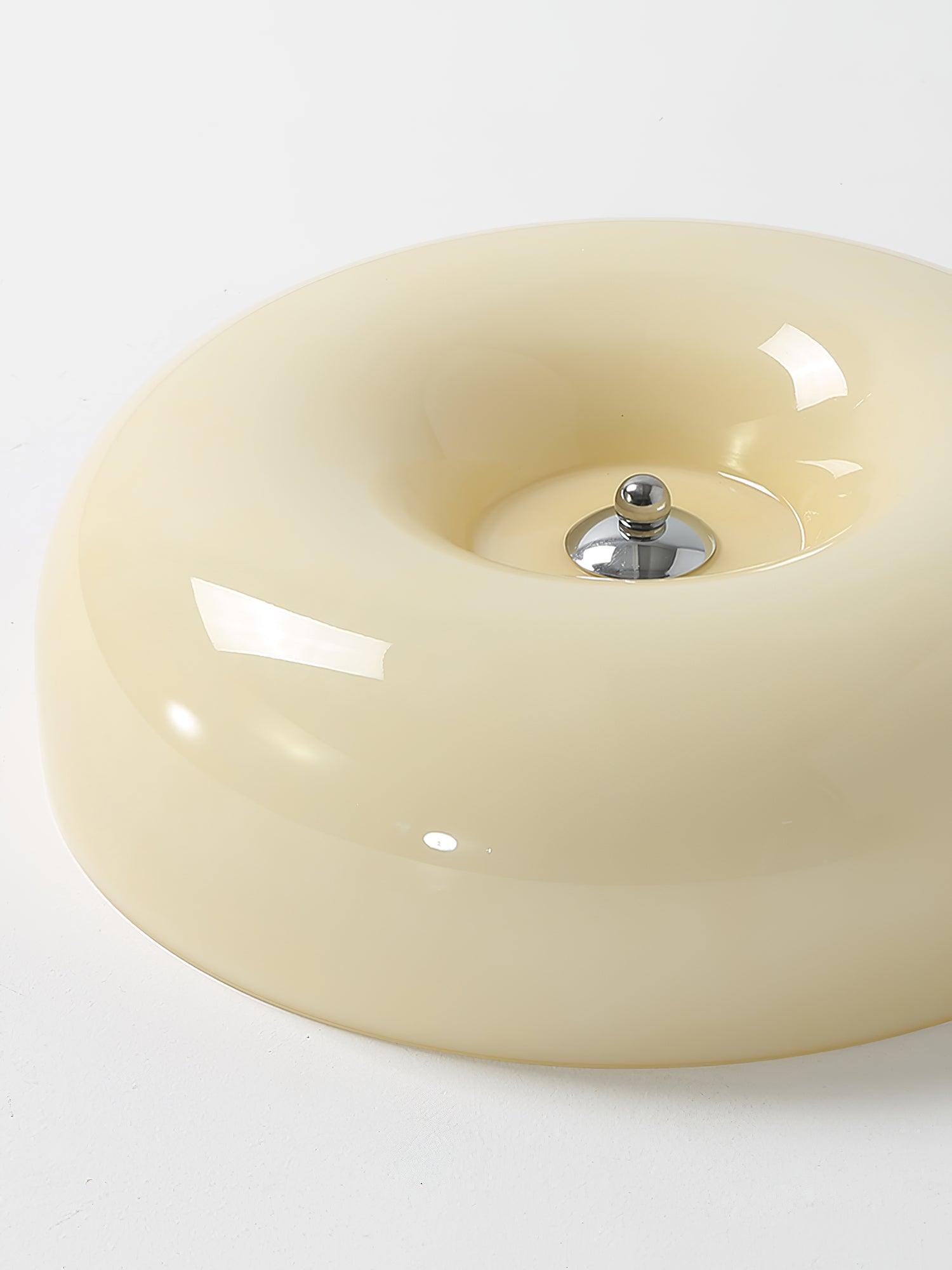 Cream Pudding Milk Glass Ceiling Light With Silver Accent, Dimmable Warm White | Temsk