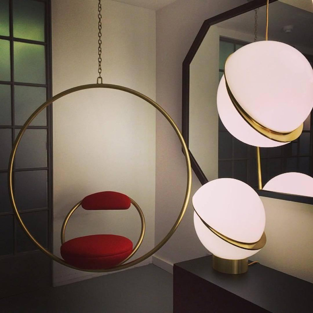 Nyara Moon-Curve Pendant Light With Acrylic And Brass | Snurv | Temsk