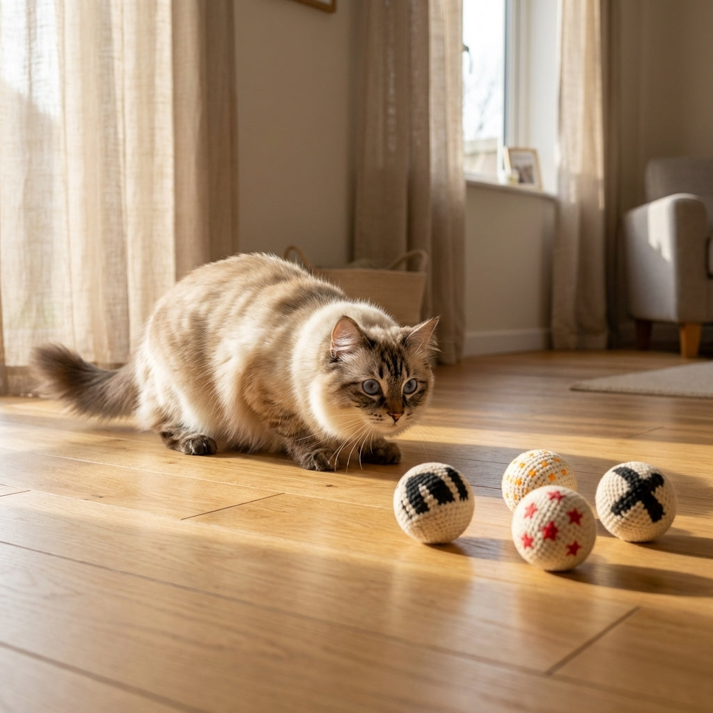 Hand Knitted Crochet Yarn Balls for Cats Pack of 4 | Temsk