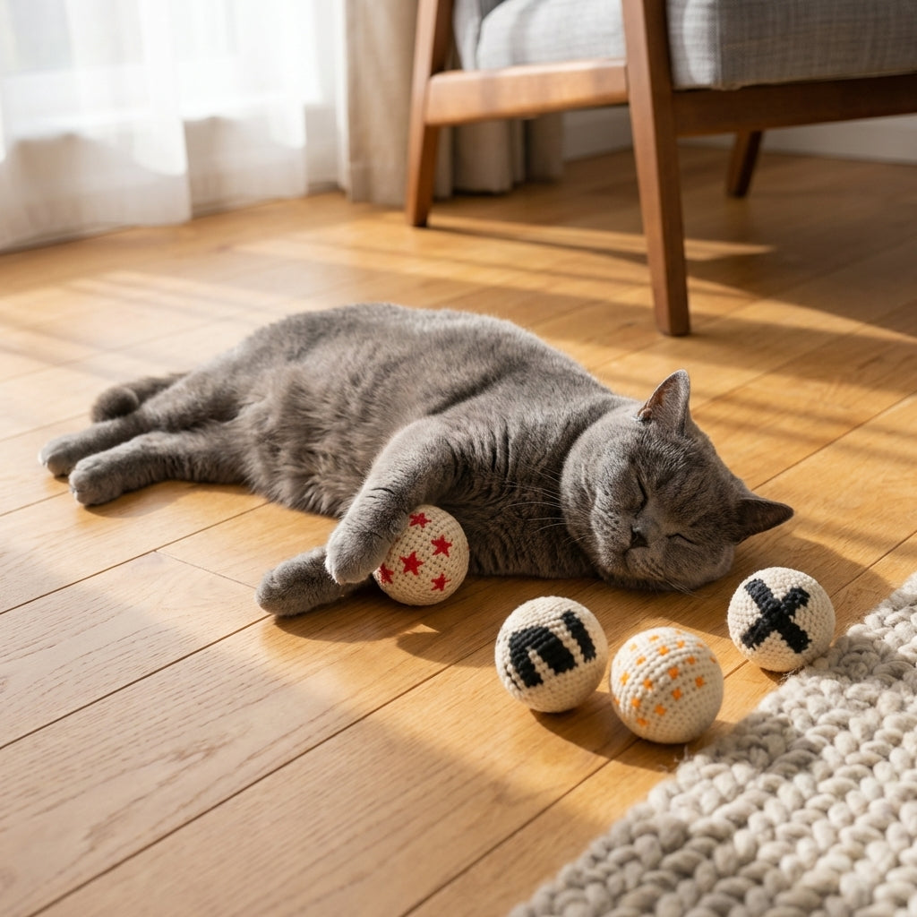 Hand Knitted Crochet Yarn Balls for Cats Pack of 4 | Temsk