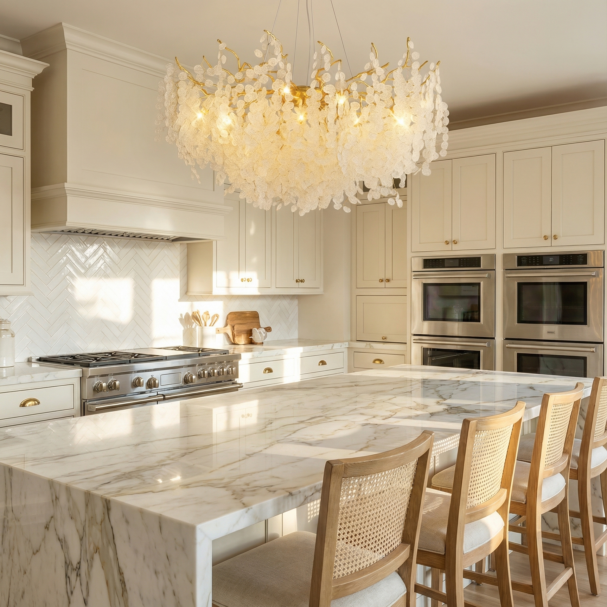 CascadeAura Crystal Chandelier For Dining Room, Elegant Modern Illumination | Temsk