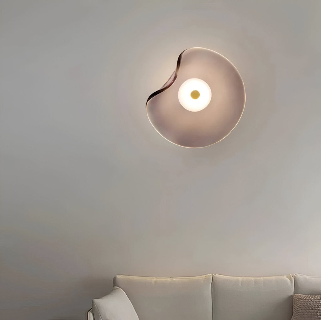 LED Wall Sconce With Curved Glass In Japandi Style, 1-Light Fixture | Temsk
