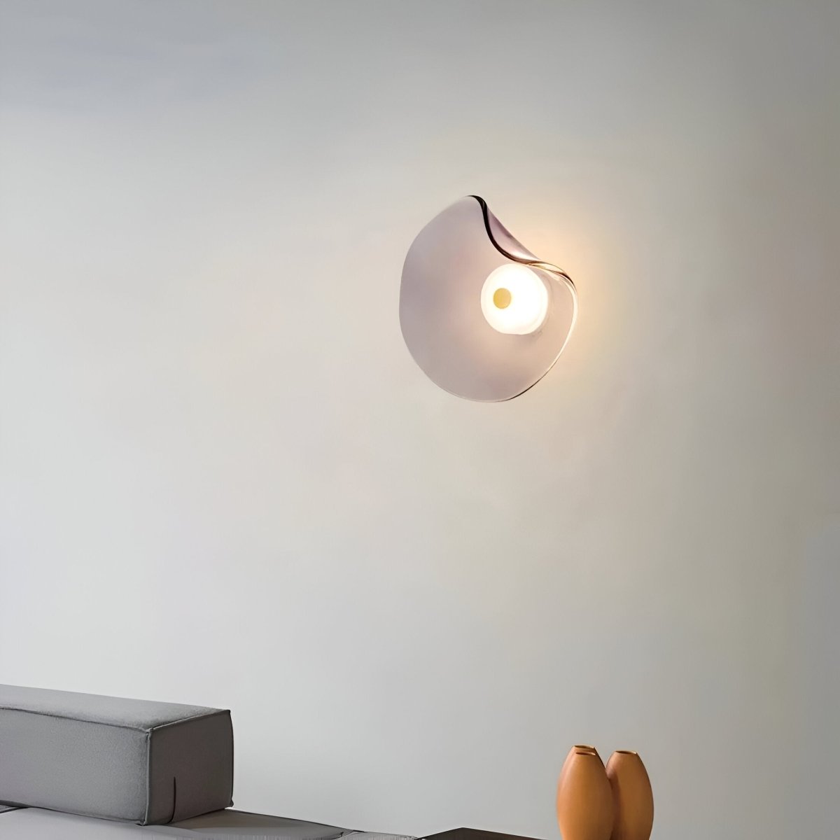 LED Wall Sconce With Curved Glass In Japandi Style, 1-Light Fixture | Temsk