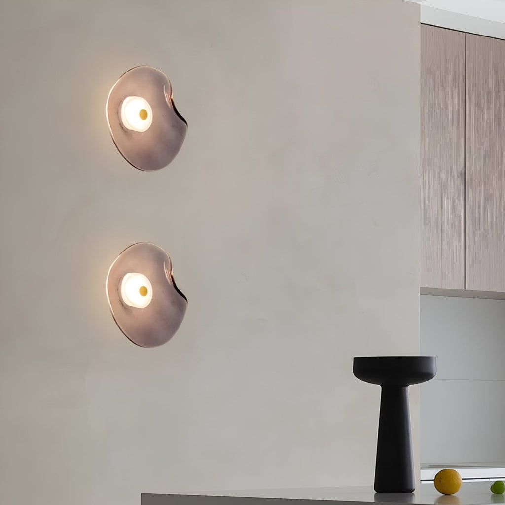 LED Wall Sconce With Curved Glass In Japandi Style, 1-Light Fixture | Temsk