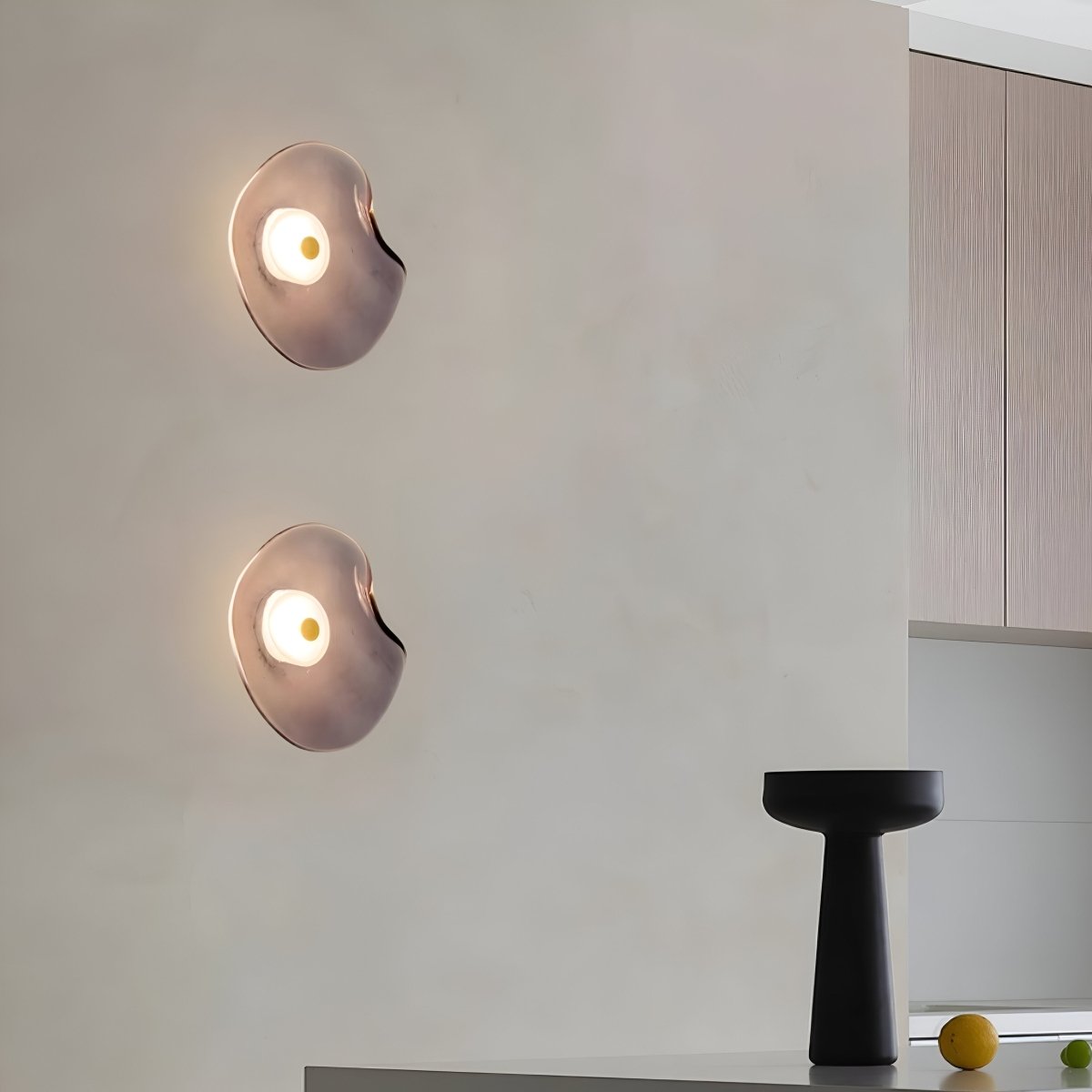 LED Wall Sconce With Curved Glass In Japandi Style, 1-Light Fixture | Temsk