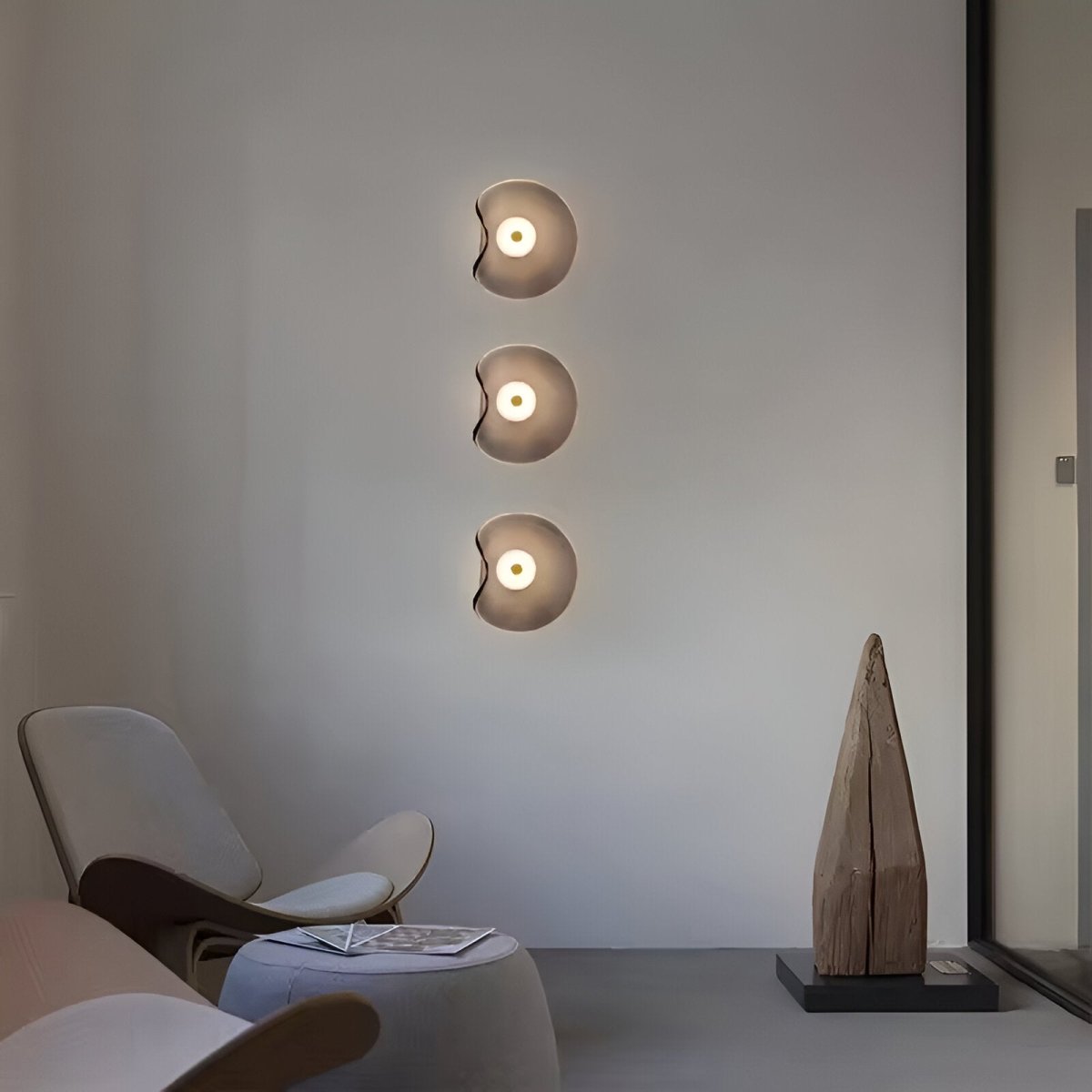 LED Wall Sconce With Curved Glass In Japandi Style, 1-Light Fixture | Temsk