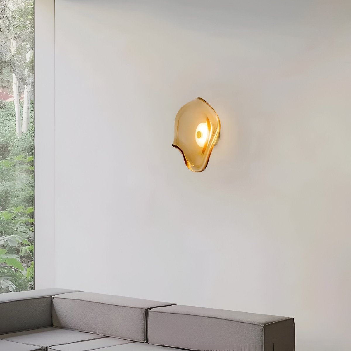 LED Wall Sconce With Curved Glass In Japandi Style, 1-Light Fixture | Temsk