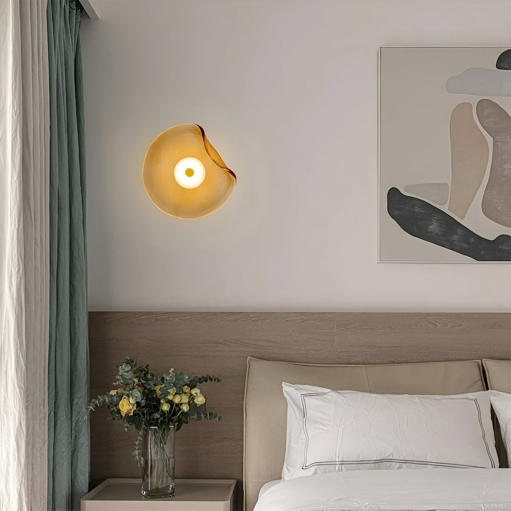 LED Wall Sconce With Curved Glass In Japandi Style, 1-Light Fixture | Temsk