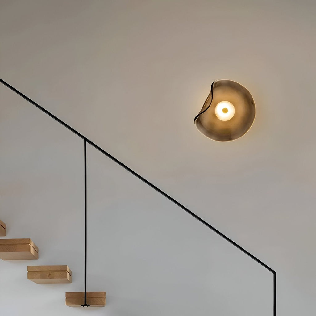 LED Wall Sconce With Curved Glass In Japandi Style, 1-Light Fixture | Temsk
