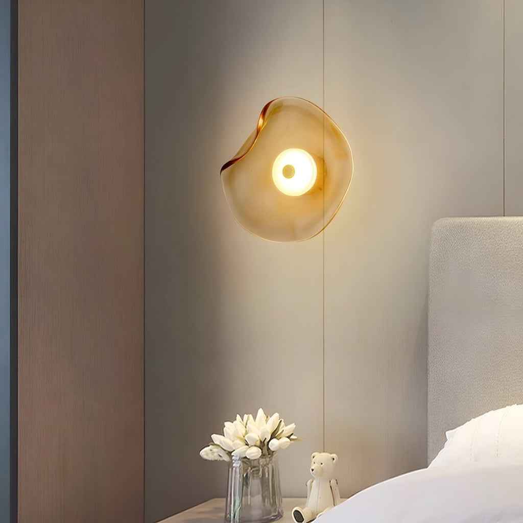 LED Wall Sconce With Curved Glass In Japandi Style, 1-Light Fixture | Temsk