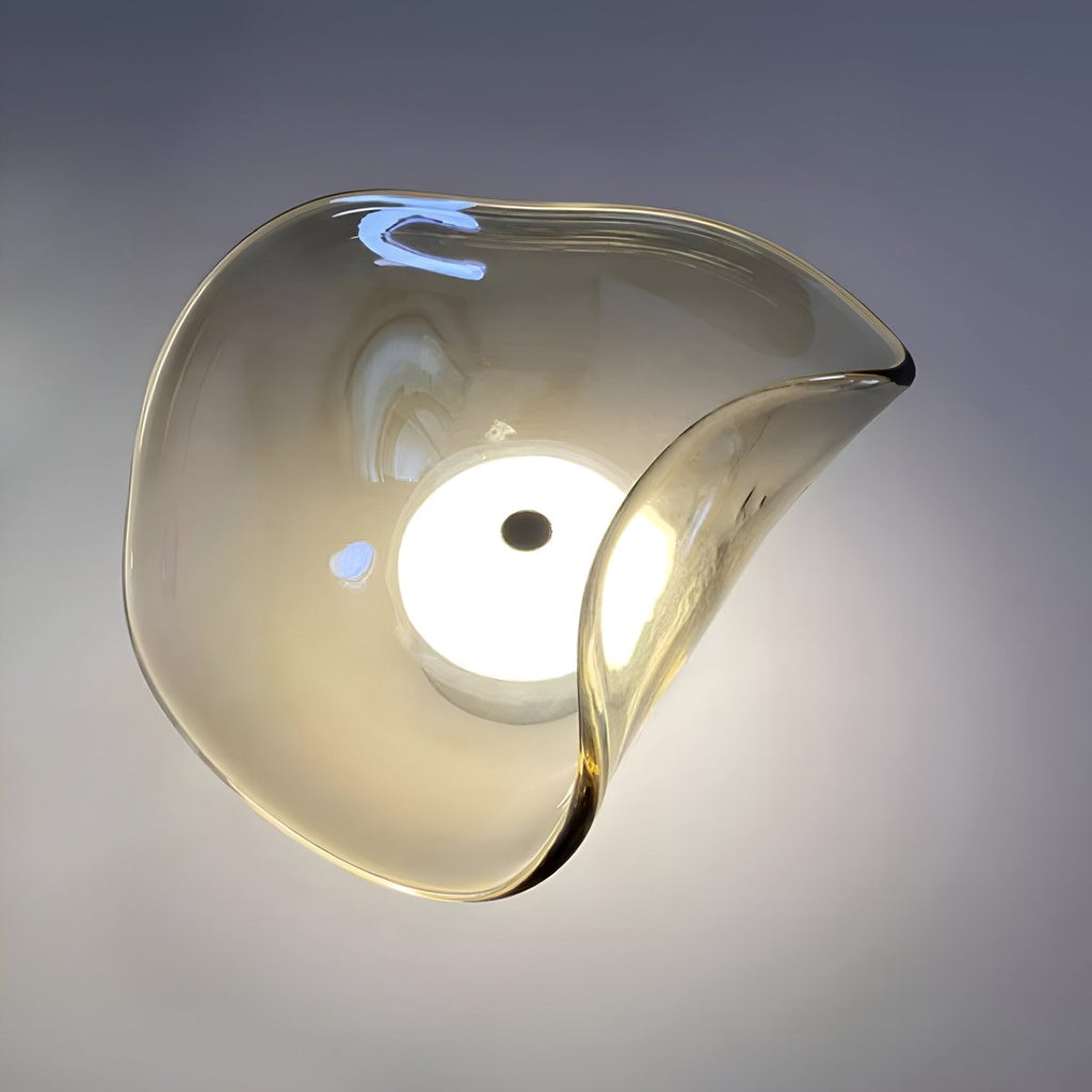 LED Wall Sconce With Curved Glass In Japandi Style, 1-Light Fixture | Temsk