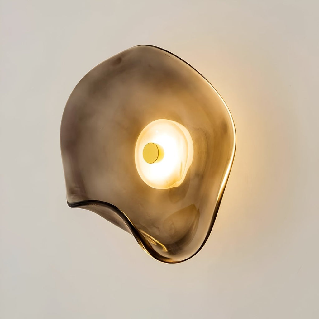 LED Wall Sconce With Curved Glass In Japandi Style, 1-Light Fixture | Temsk