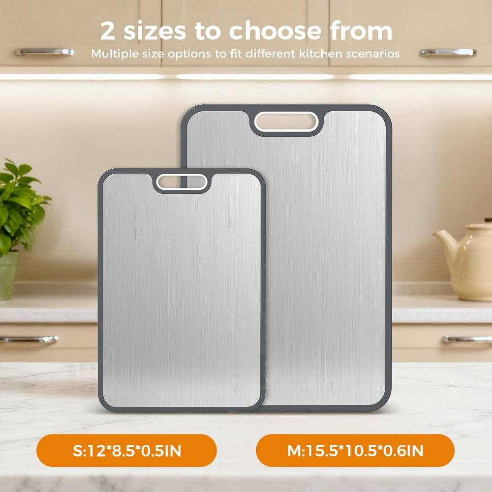 Dual-Sided Metal Kitchen Prep Board for Meat and Produce | Temsk