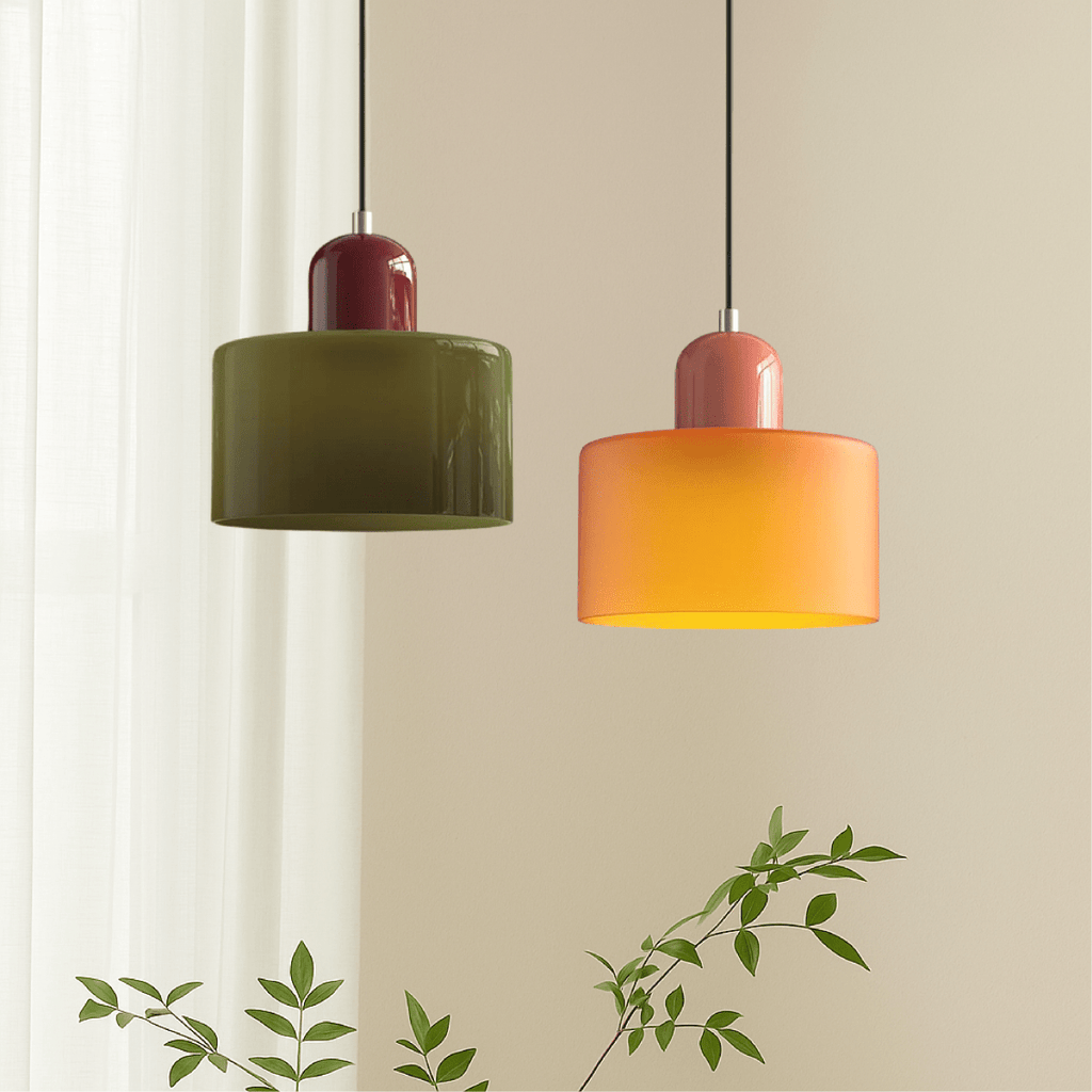 12-Inch Height Cylindrical Glass Shade Pendant Light Fixture | Temsk