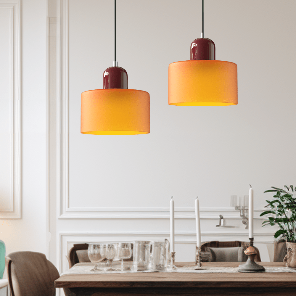 12-Inch Height Cylindrical Glass Shade Pendant Light Fixture | Temsk