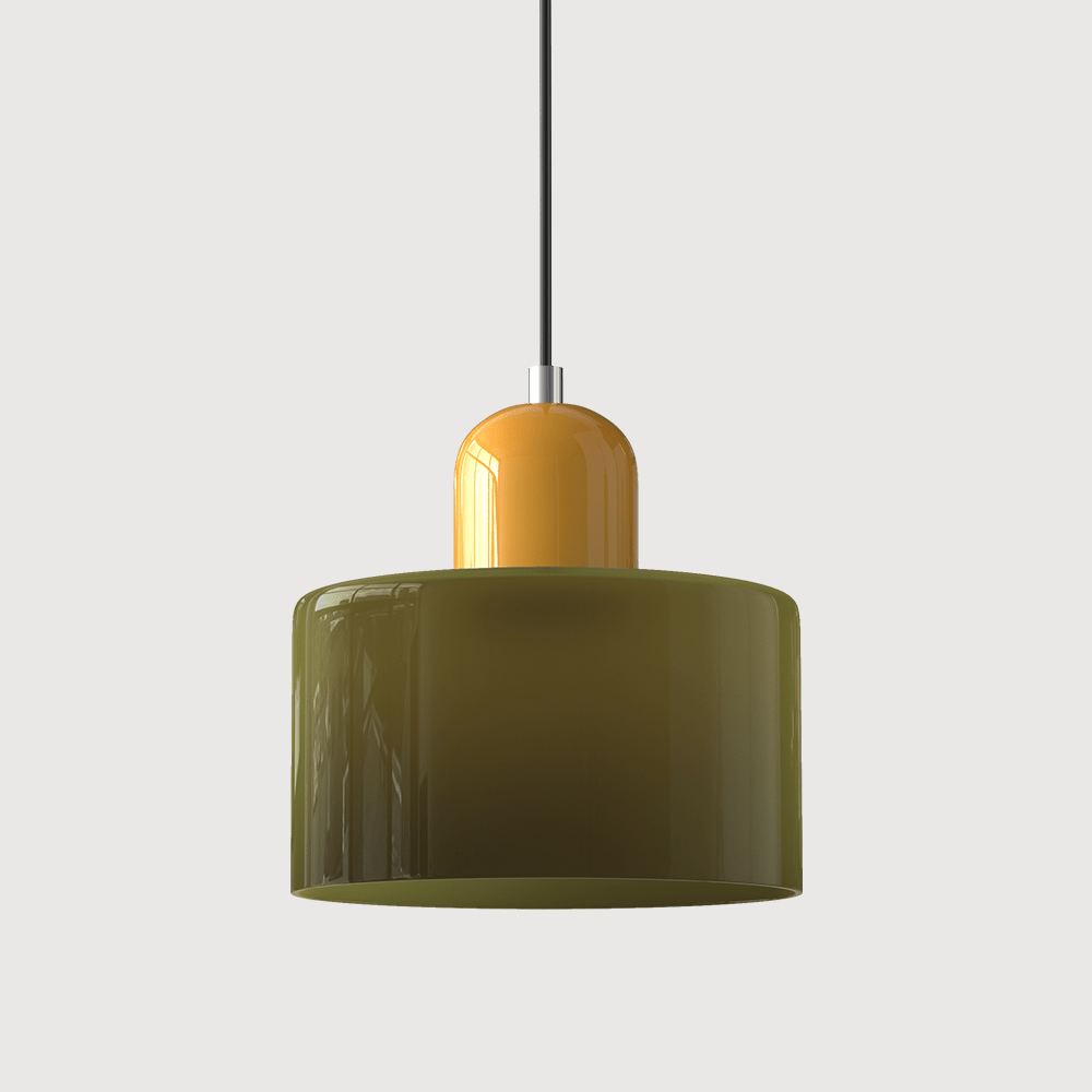 12-Inch Height Cylindrical Glass Shade Pendant Light Fixture | Temsk