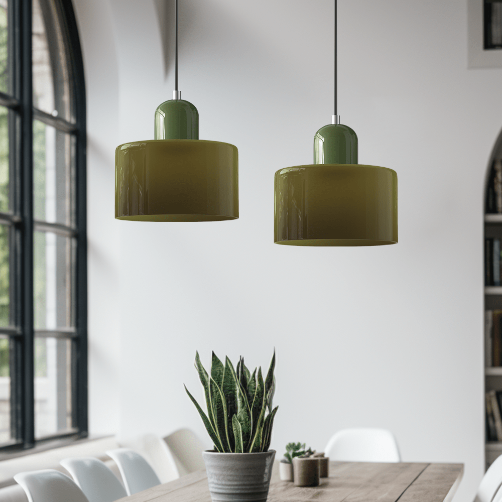 12-Inch Height Cylindrical Glass Shade Pendant Light Fixture | Temsk