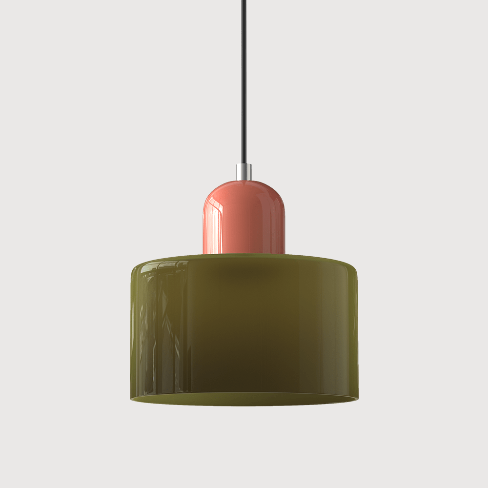 12-Inch Height Cylindrical Glass Shade Pendant Light Fixture | Temsk