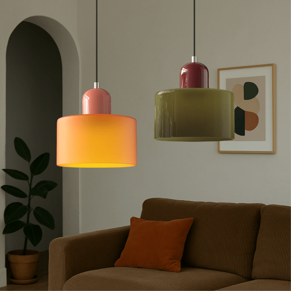12-Inch Height Cylindrical Glass Shade Pendant Light Fixture | Temsk