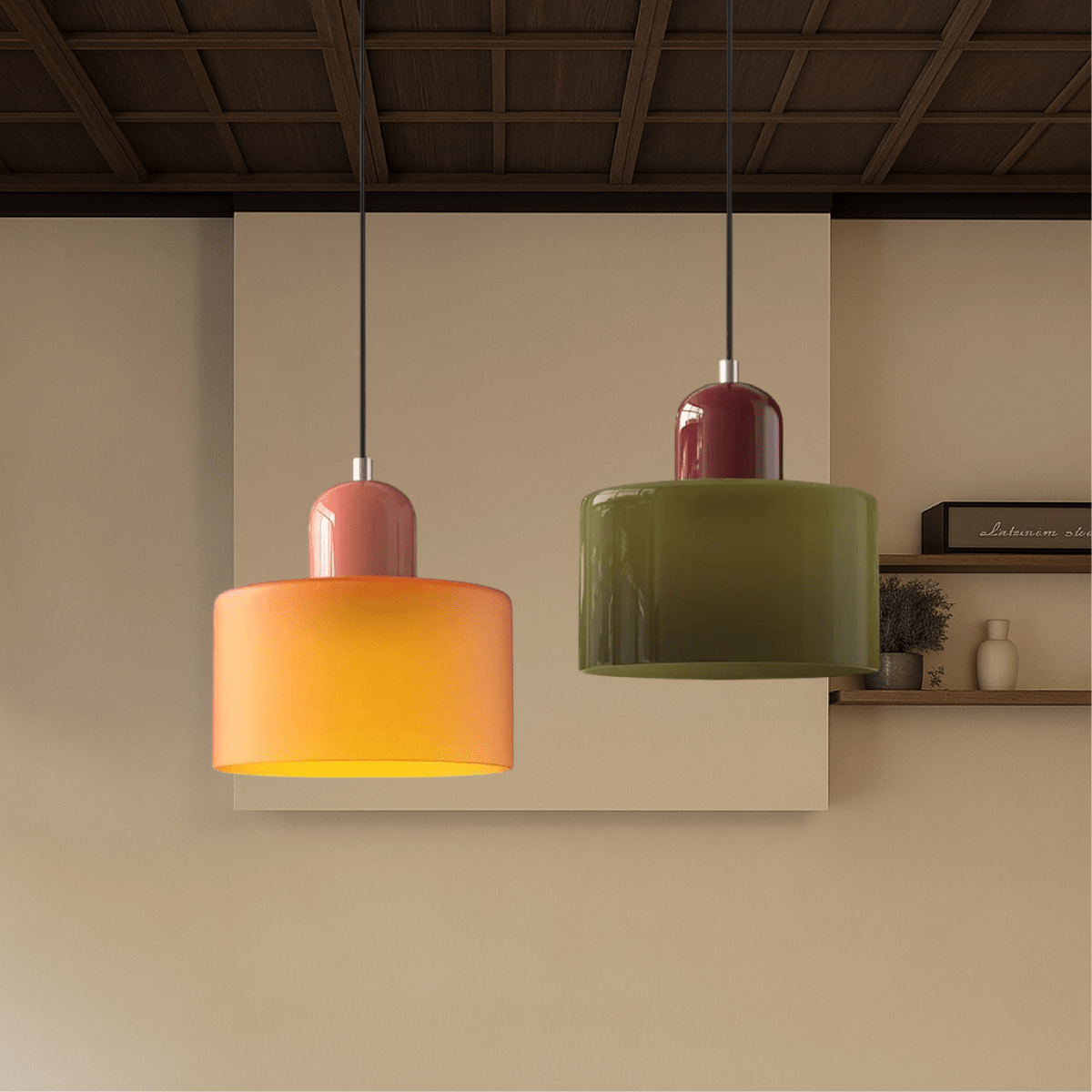12-Inch Height Cylindrical Glass Shade Pendant Light Fixture | Temsk