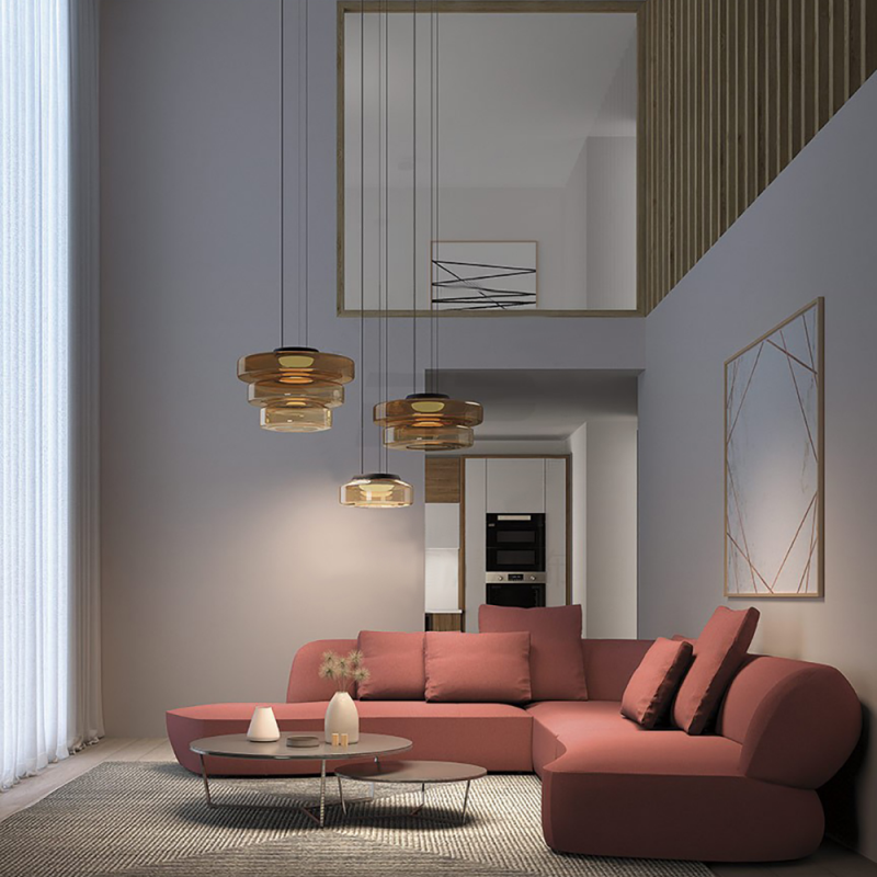 Bauhaus Style Moon Motif Glass Pendant Ceiling Light | Temsk