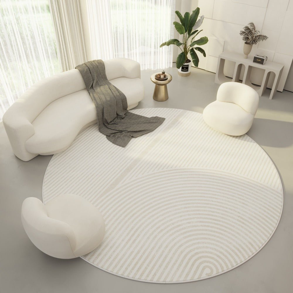 HavenWeave Soft Round Polyester Carpet With Subtle Geometric Accents For Home Office | Temsk