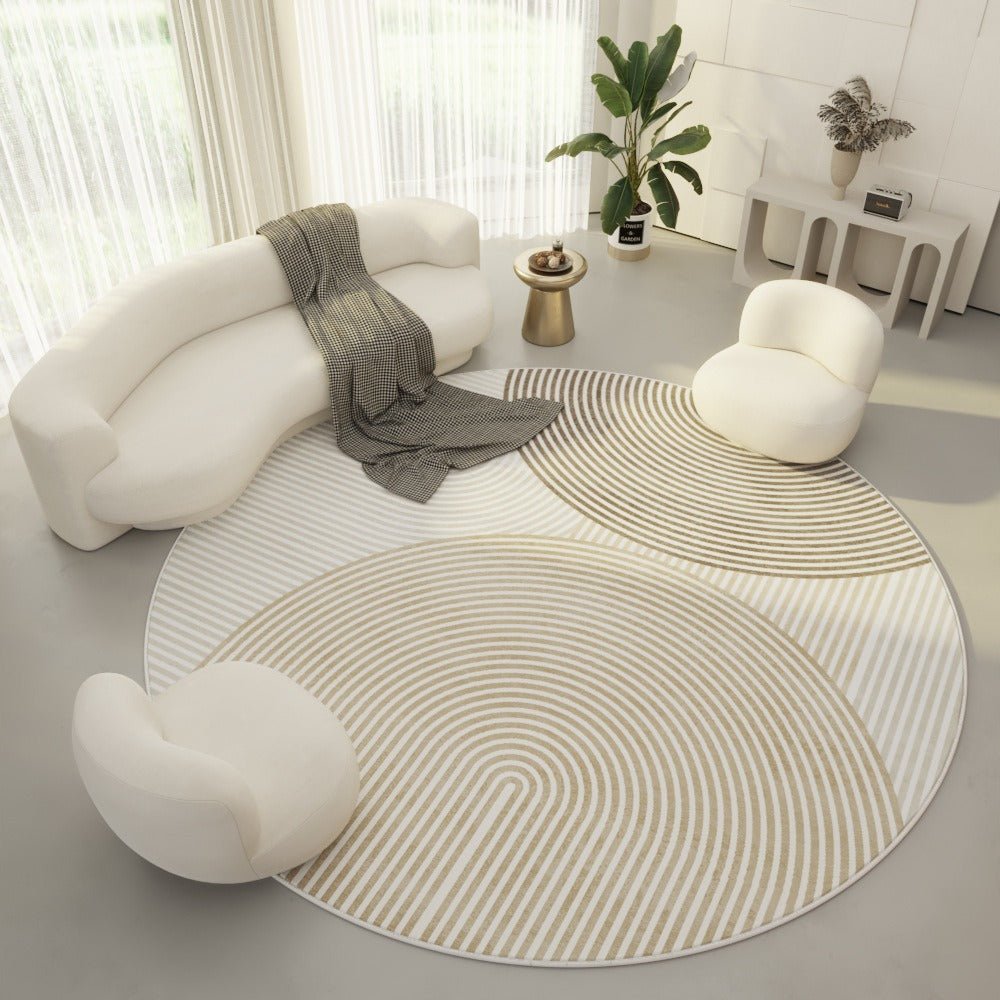 HavenWeave Soft Round Polyester Carpet With Subtle Geometric Accents For Home Office | Temsk