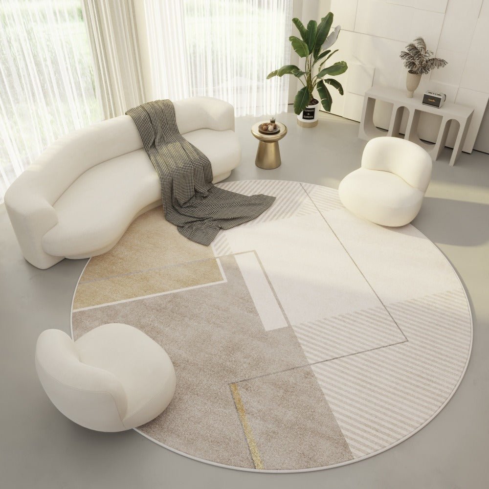 HavenWeave Soft Round Polyester Carpet With Subtle Geometric Accents For Home Office | Temsk