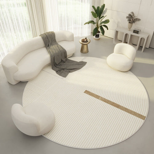 HavenWeave Soft Round Polyester Carpet With Subtle Geometric Accents For Home Office By Temsk