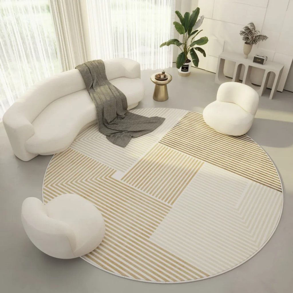 HavenWeave Soft Round Polyester Carpet With Subtle Geometric Accents For Home Office | Temsk