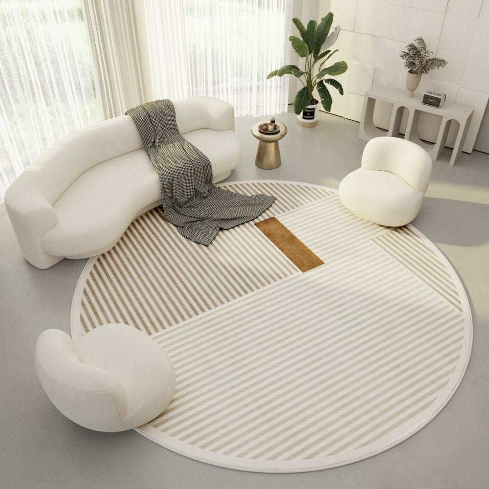 HavenWeave Soft Round Polyester Carpet With Subtle Geometric Accents For Home Office | Temsk