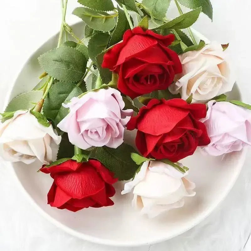 Aurelia Velvet Artificial Roses For Valentine's Day And Indoor Arrangements | Temsk