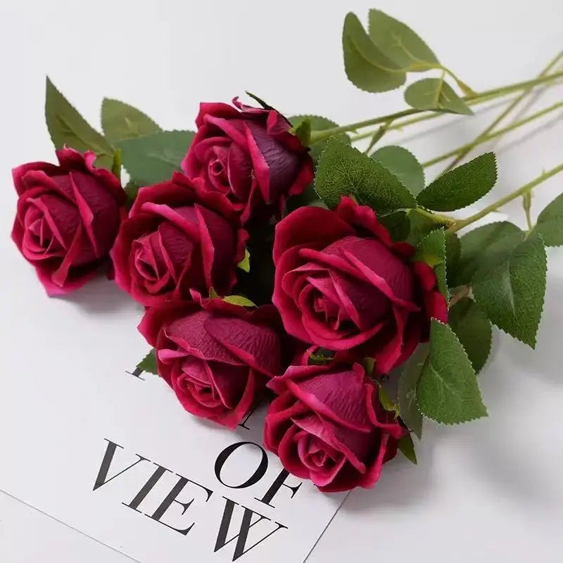 Aurelia Velvet Artificial Roses For Valentine's Day And Indoor Arrangements | Temsk