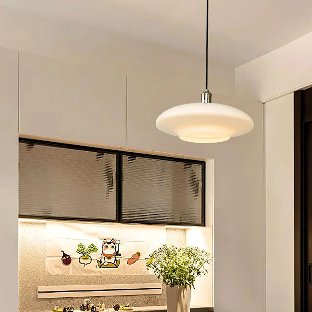 Aurelia White Glass Pendant Light For Contemporary Kitchens | Snurv | Temsk