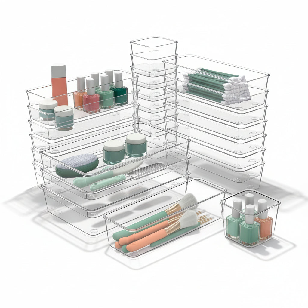 Plastic Drawer Organizer Tray Set For Kitchen, Office And Bathroom | Temsk