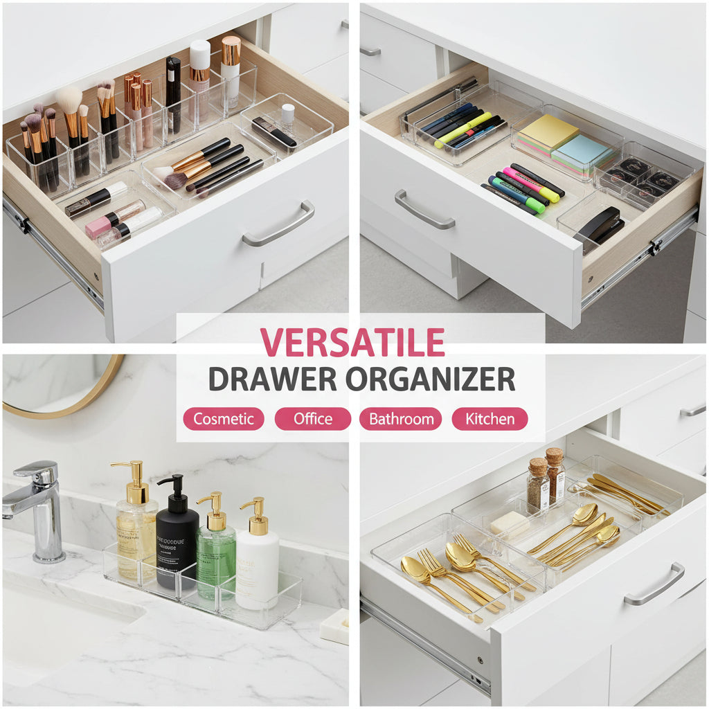 Plastic Drawer Organizer Tray Set For Kitchen, Office And Bathroom | Temsk