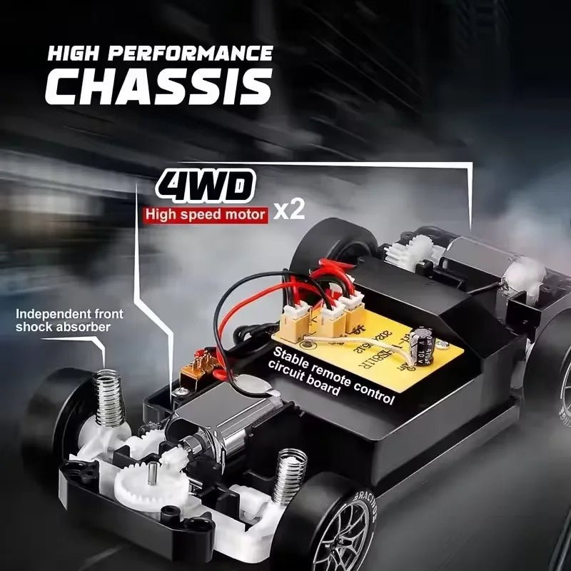 AeroPulse 1:24 High-Speed 4WD RC Drift Car With LED Lighting And Dual Tires | Temsk