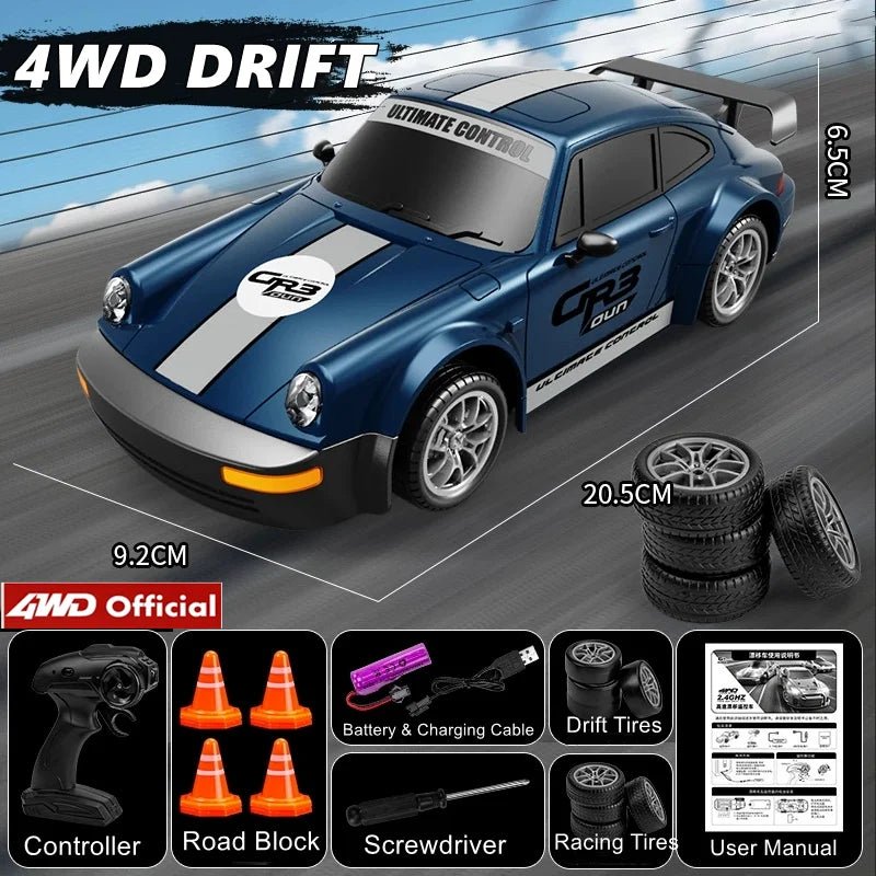 AeroPulse 1:24 High-Speed 4WD RC Drift Car With LED Lighting And Dual Tires | Temsk