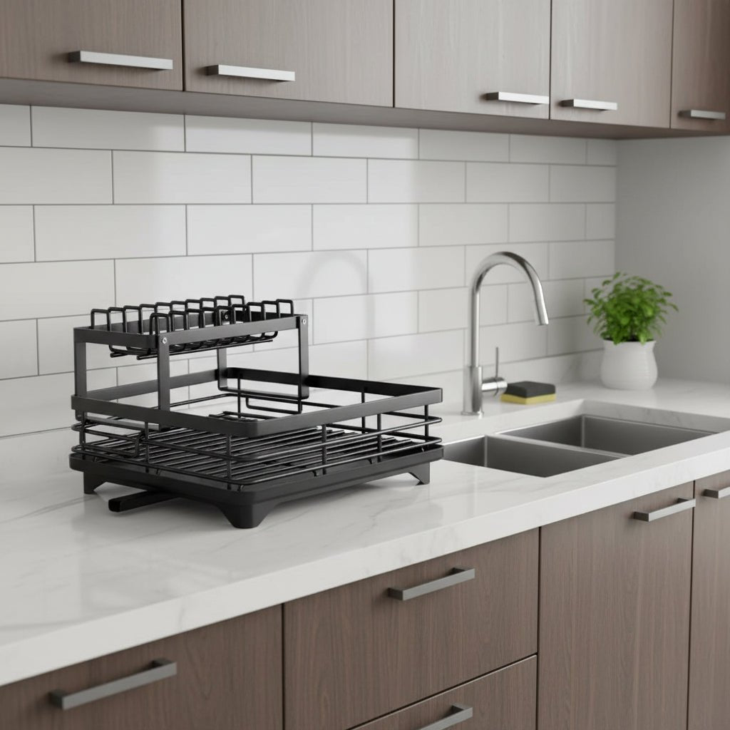 CulinaCraft Foldable Stainless Steel Dish Rack For Space Saving Kitchens | Temsk